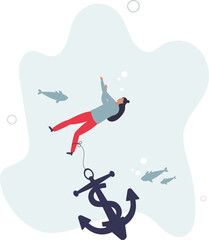 Sunk cost investment problem, cost that already been incurred and effect investing decision, psychology or money loss aversion concept.flat characters.