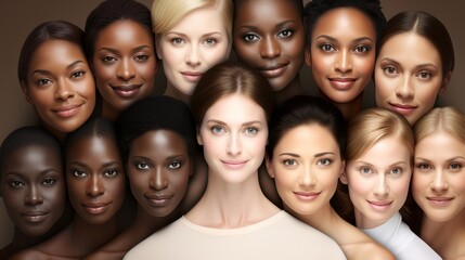 Obraz premium Celebrating multi ethnic diversity a beautiful gathering of women from various cultures