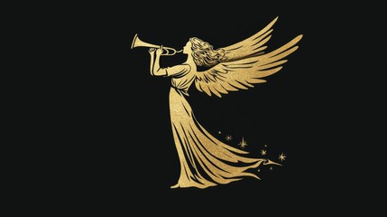 Gold Angel Blowing Trumpet