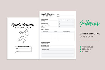 Fototapeta premium Sports Practice Logbook Kdp Interior Template