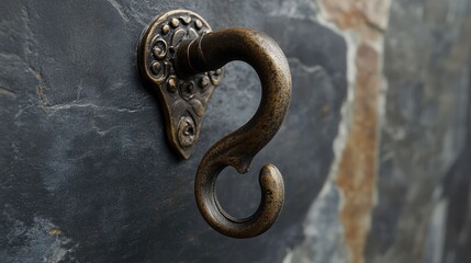An antique-style hook mounted on a textured wall, adding vintage charm and functionality to any space.