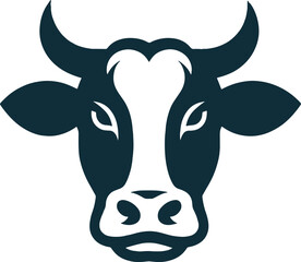 cow head silhouette logo in flat style