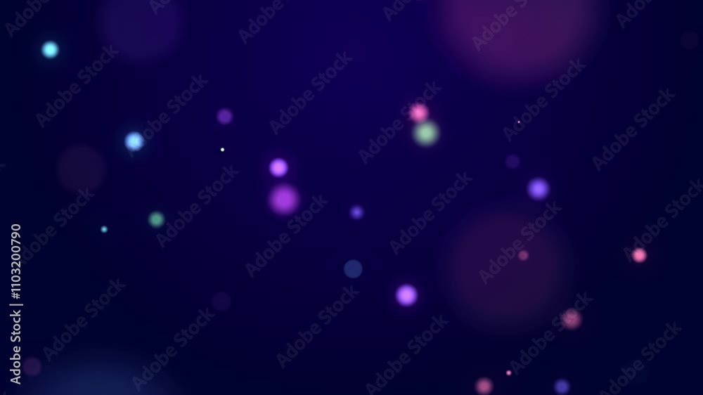 Poster Digital background with musical glowing particles. Big data visualization. 3d rendering. Seamless loop.