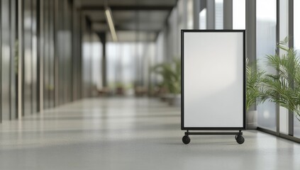 Blank Mobile Sign in a Modern Lobby.