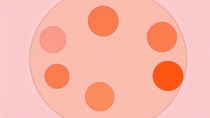 Naklejka premium Abstract shade of orange circles on pastel pink background