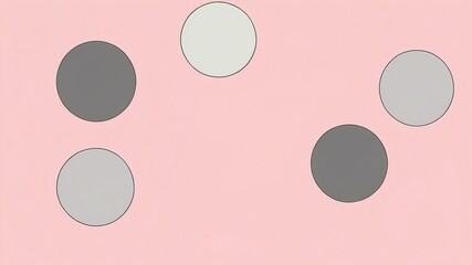 Abstract shade of gray circles on pastel pink background