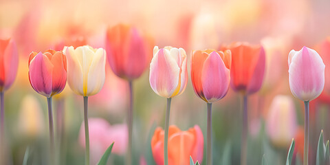 Luminous Tulip Field at Sunrise