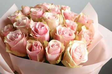 Beautiful bouquet with pink roses 