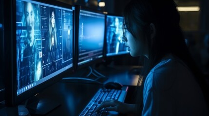 Young webcam model engaged in video chat, showcasing the exciting world of online cam performance