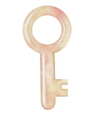 Delicate watercolor key design showcasing love for accessories and art