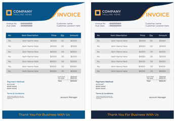 Invoice bill design template. Bill form business invoice and Office bill Design