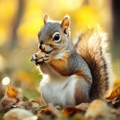 Obraz premium Adorable Squirrel Enjoying Autumn Snack