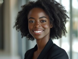 Obraz premium Elegant African-American Professional Woman in Corporate Setting