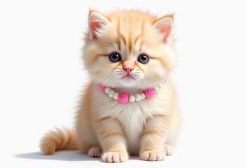 Adorable Kitten with Pink Beaded Collar