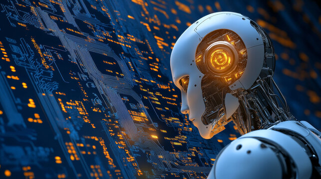 Computer neural network or AI on programming language python. Abstract interface elements of artificial intelligence. Deep machine learning. Big data processing technology. Conceptual illustration.