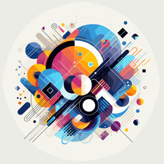 Obraz premium Colorful abstract composition with geometric shapes and dynamic patterns