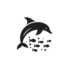 Tuna Fish silhouette vector Style with white background