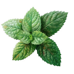 Mint leaves isolated on transparent background