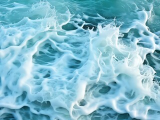 Obraz premium the AI Image Generator, Ocean Waves Crashing with White Sea Foam