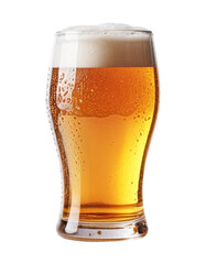 Cold Beer in a Glass with a Foamy Top, Isolated on Transparent Background for Commercial Use.