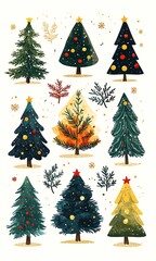 Obraz premium Christmas trees against a white background