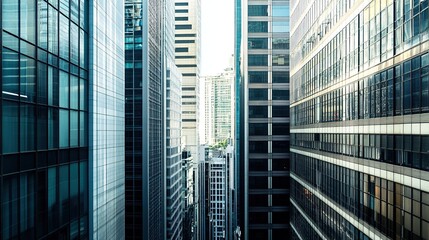 Obraz premium Modern glass skyscrapers in a business district