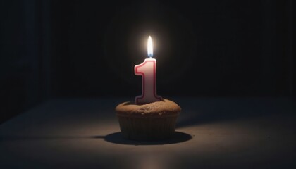 First Birthday Cupcake with Candle