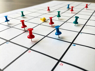Set of Colorful Push Pins in Various Angles on White Background &ndash; Top-Down and Side Perspectives