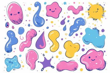 Slime toy icon, mucus symbol, color acrylic paint, cream splash, elastic goop, viscous elastic paste