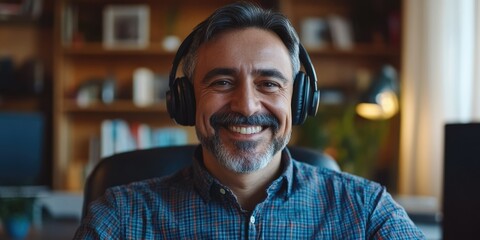 Fototapeta premium Smiling Man with Headphones