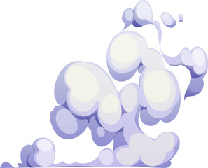 Cartoon smoke cloud, smog flow motion, curve air sprayer. Isolated vector magic mist, haze or traffic fume evaporation. Dust puff or speed trail. Aroma or chemical vapor, dust, steam or explosion