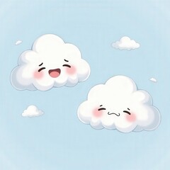 Happy and Sad Clouds Illustration