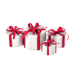 gift boxes with tied ribbon and bow on transparent background