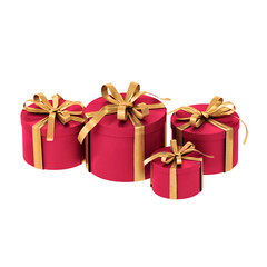gift boxes with tied ribbon and bow on transparent background