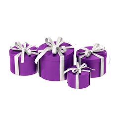 gift boxes with tied ribbon and bow on transparent background