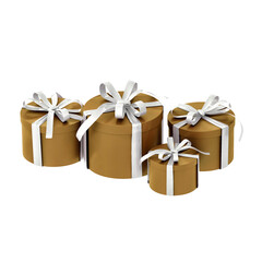gift boxes with tied ribbon and bow on transparent background