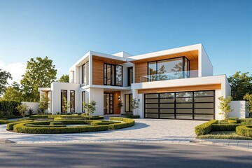 Obraz premium Modern Luxury Home with Contemporary Architecture and Stylish Landscaping