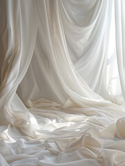 White Beige Blank Simple Minimalist Curtain Fabric Graphic Design Photography Background