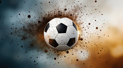 Fototapeta premium Dynamic Soccer Ball Image with Vibrant Colorful Background for Sports and Art Concepts