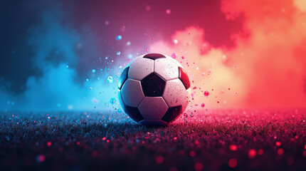 Naklejka premium Dynamic Soccer Ball Image with Vibrant Colorful Background for Sports and Art Concepts