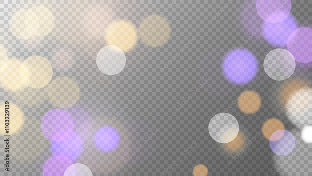 Aufkleber bright bokeh lights. abstract blur light effect. blurred overlay template. transparent background. v