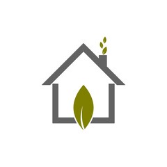 Construction icon, housing, with new ecological energies  isolated on white background.