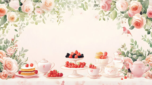 Tea Party Frame Mothers Day background
