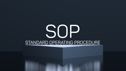 SOP Standard Operating Procedure text, neon word. SOP business concept,wallpaper.3D render