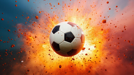 Naklejka premium Dynamic Soccer Ball Image with Vibrant Colorful Background for Sports and Art Concepts