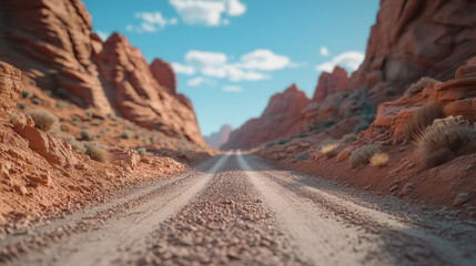 Fototapeta premium A desert highway stretching into the horizon