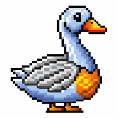 Obraz premium Pixel Art Duck Illustration Retro Computer Graphics of Cute Bird