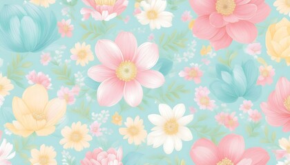 Fototapeta premium Seamless Floral Pattern with Pink Flowers - Vector Design for Wallpaper, Textile, and Decoration