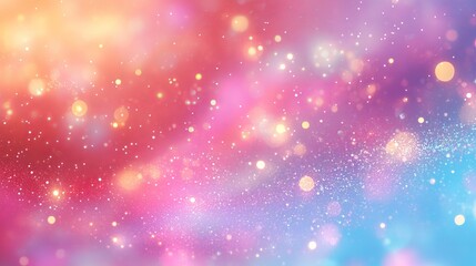 Fototapeta premium Glittering gradient background with hologram effect featuring magic lights, fairy sparkles, gold stars, and festive blurred abstract fantasy backdrop