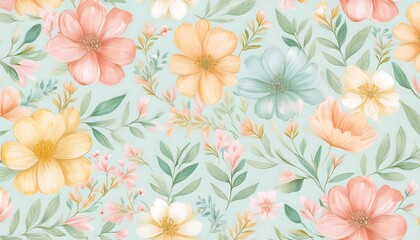 Fototapeta premium Seamless Floral Pattern with Pink Flowers - Vector Design for Wallpaper, Textile, and Decoration